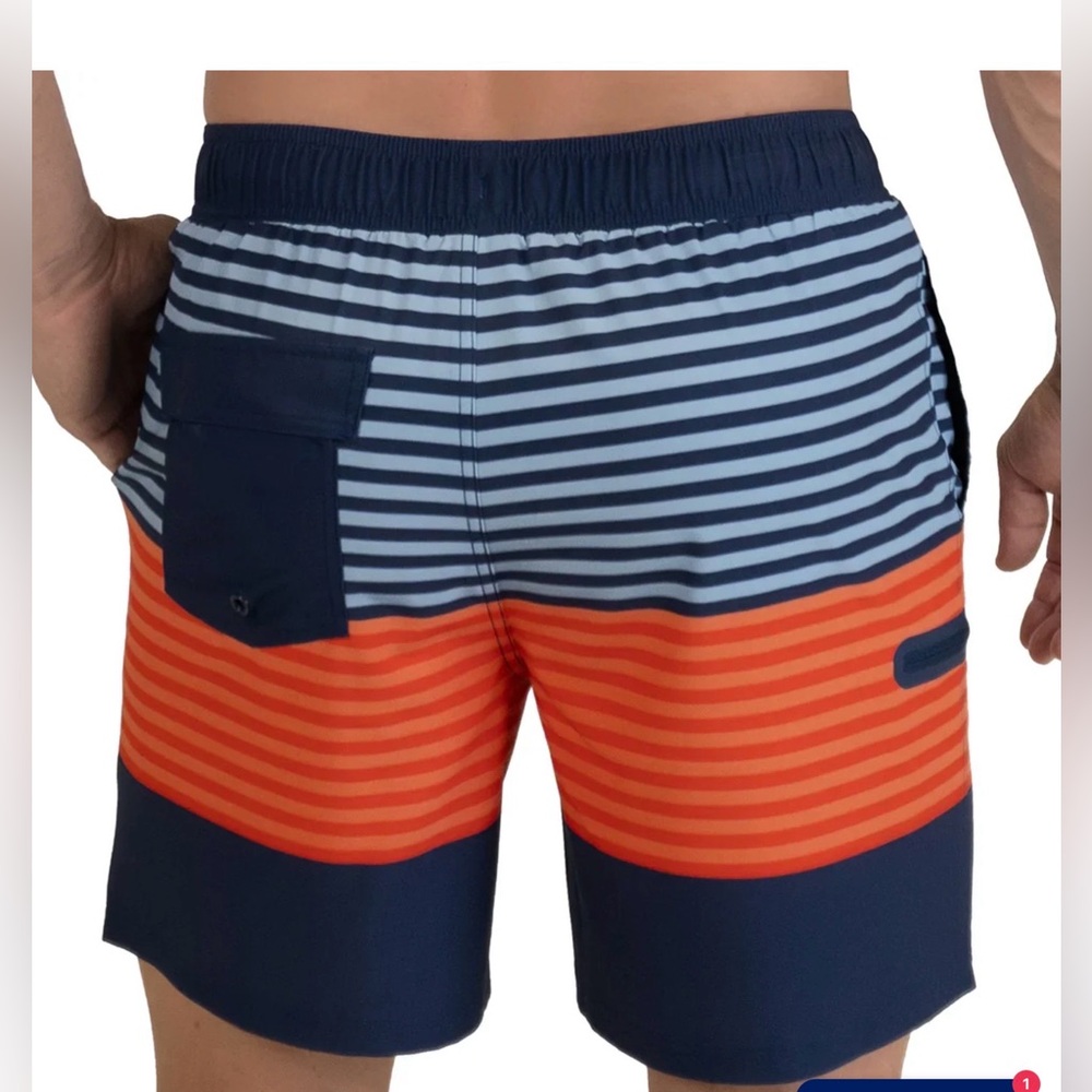 ***Roots Men's Swim Shorts - Blue and Orange Stripes - Picture 3 of 10